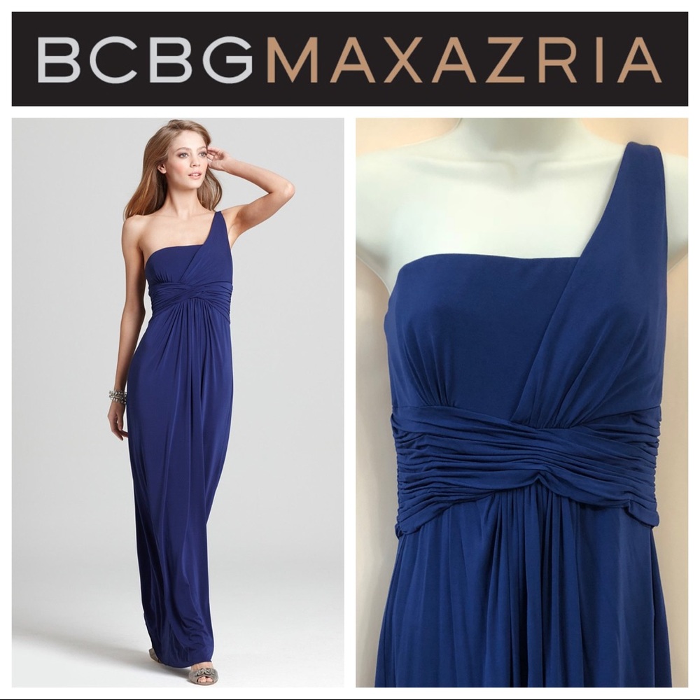 BCBG MAXAZRIA Blue One-Shoulder Maxi Dress 6/8